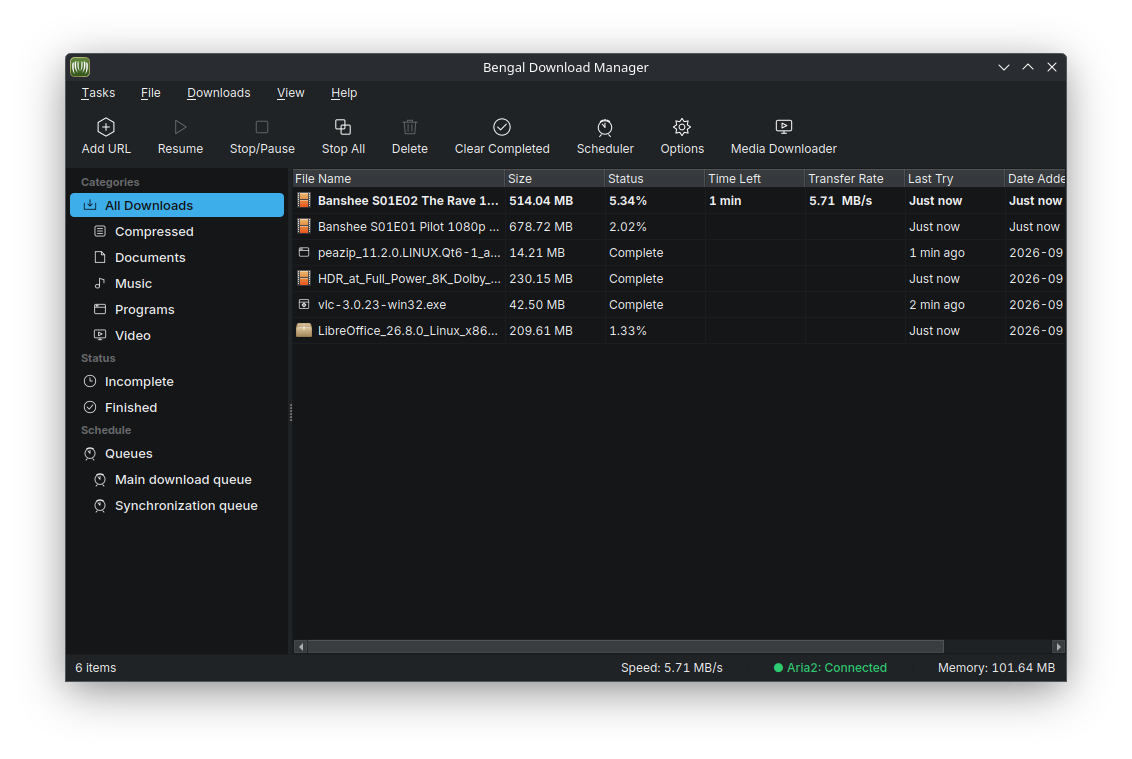 Bengal Download Manager Main Window